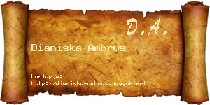 Dianiska Ambrus névjegykártya